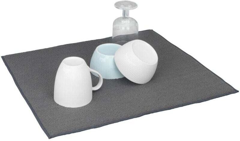 Tapis de séchage microfibre anti-traces pour évier WENKO, Tapis égouttoir pour la vaisselle, Evite les taches de calcair...