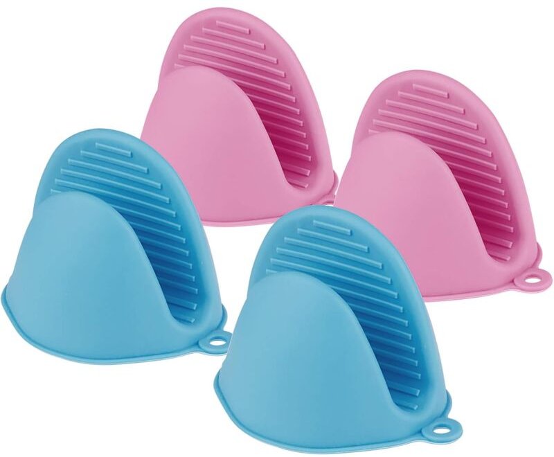 Aougo - Silikon-Ofenhandschuhe, 2 Paar Silikon-Küchen-Topflappen, Silikon-Topflappen, Mini-Ofen, hitzebeständig, Küchenh...