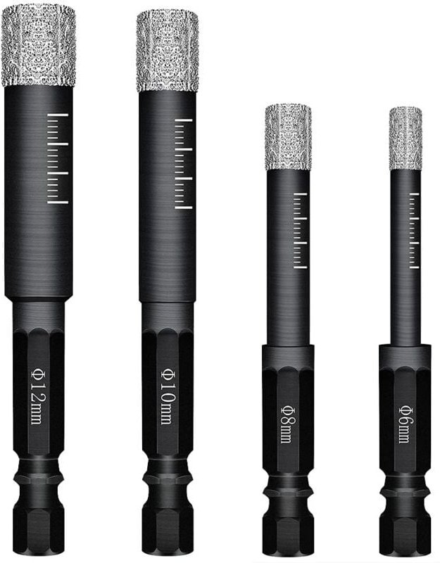 Memkey - Set mit 4 Diamantbohrern für Keramikfliesen, Feinsteinzeug, Fliesen, Glas, Stein. Professionelles Diamantbohrer...