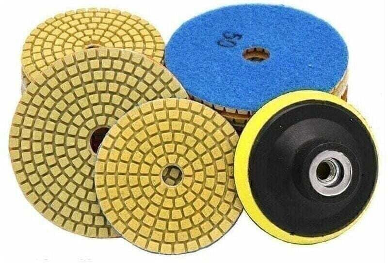 CHOYCLIT 10-teilige Diamant-Polierpads, Nass-/Trocken-Steinpolierzubehör, Steinpolier-Schleifscheibe + 1 Stützteller für...