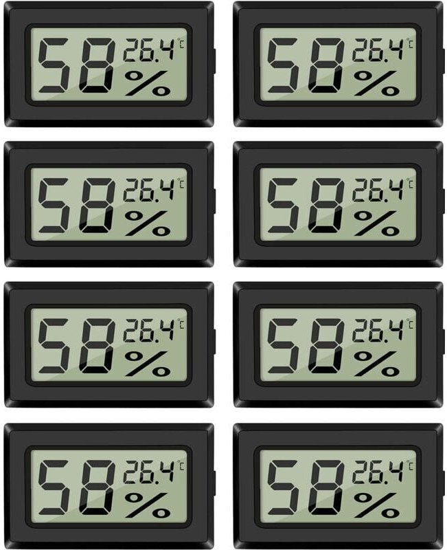 8er-Pack Mini-Hygrometer-Thermometer, digitales Feuchtigkeitsmessgerät für den Innenbereich mit Temperatursensor für Gew...