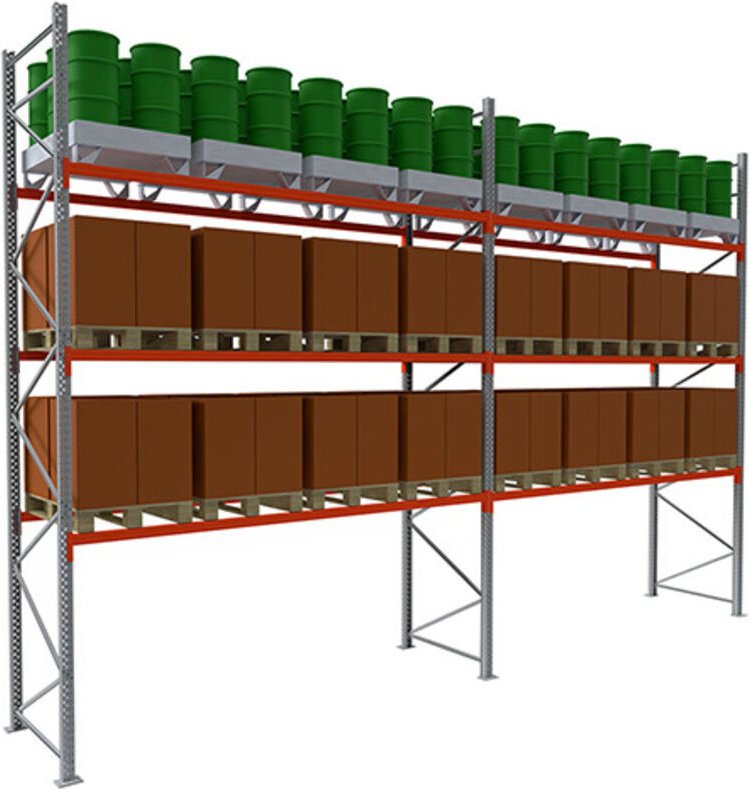 Palettenregale 3 Ebenen - Startmodul: 6000x3600x1100mm - RAYOPAL/3N/6036/D