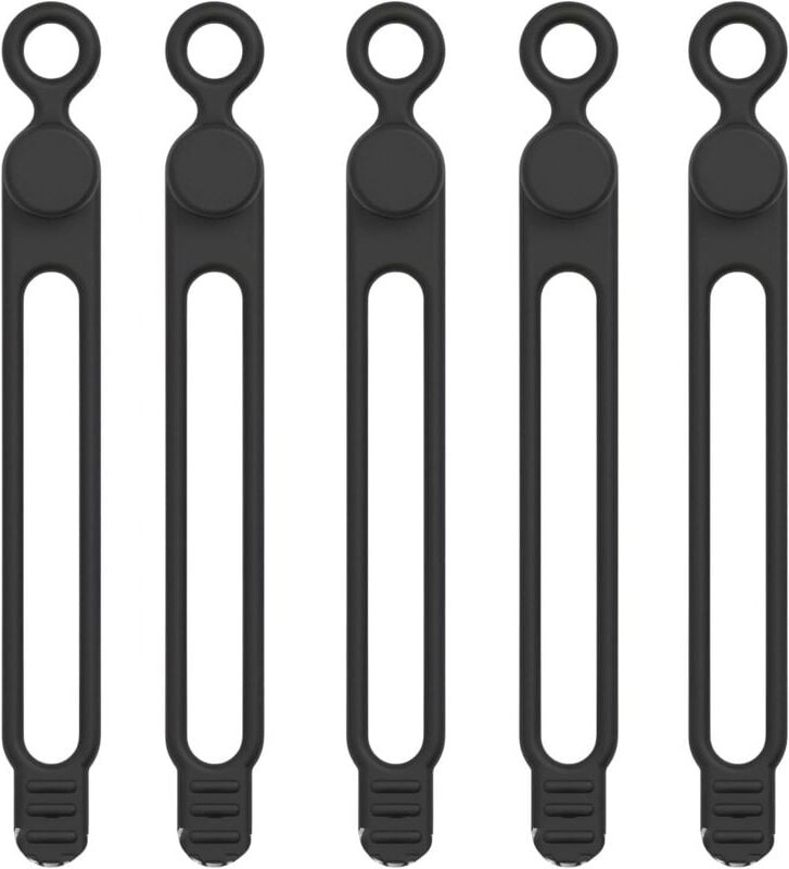 Schwarze Silikon-Kabelbinder, 106 mm, 5er-Pack, flexibel, wiederverwendbar, elastische Kabelbinder für Kabelmanagement u...