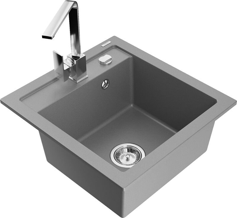 Mexen Vito 1-Becken-Granit-Spüle mit Mischbatterie Rita, Grau - 6503-71-670300-00