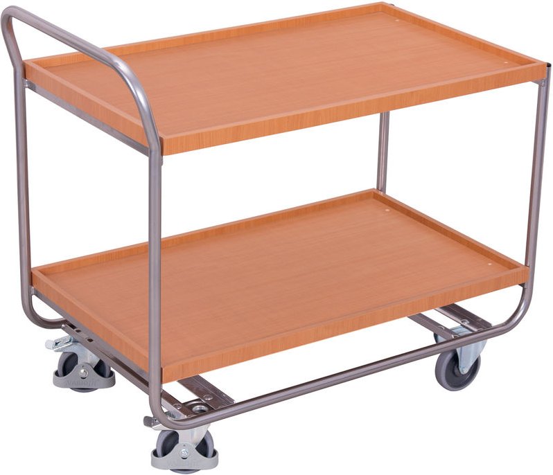 VARIOfit Aluminium Tischwagen mit Schiebegriff, 2 Schubladen und 2 Ladeflächen 985x595mm