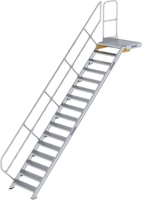 Günzburger Steigtechnik - Treppe mit Plattform 45° Stufenbreite 800 mm 16 Stufen Aluminium geriffelt - 600456