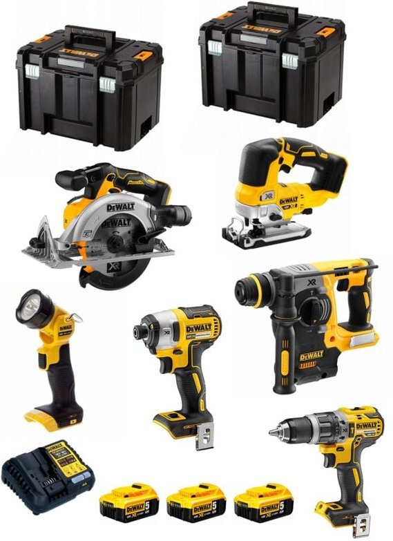 Dewalt - Kit DCK690P3T (DCD796 + DCF887 + DCH273 + DCS334 + DCS565 + DCL040 + 3 x 5,0 Ah + DCB1104 + 2 x tstak vi)