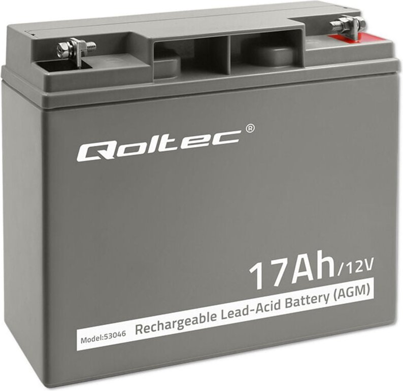 Qoltec AGM Batterie 12V 17Ah Wartungsfrei Effizient LongLife für USV, Roller