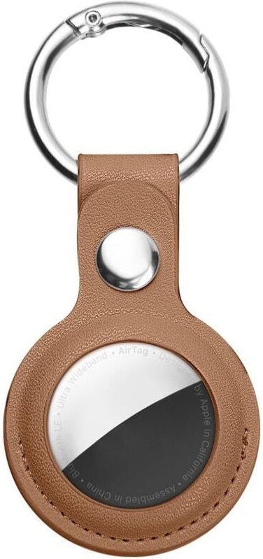 (Braun)Ainiv AirTag Leder-Schutzhülle, AirTag-Schlüsselanhänger, tragbare kratzfeste Hülle für AirTags, AirTag-Schlüssel...