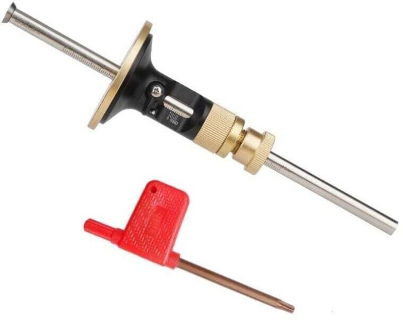 Trusquin de traçage, avec roue pour bois tendres et durs, verrou de sécurité, fonction de micro réglage