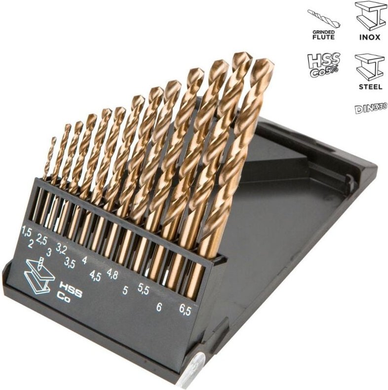13 tlg. Profi Metallbohrer Set HSS-Co 1.5 - 6,5 mm