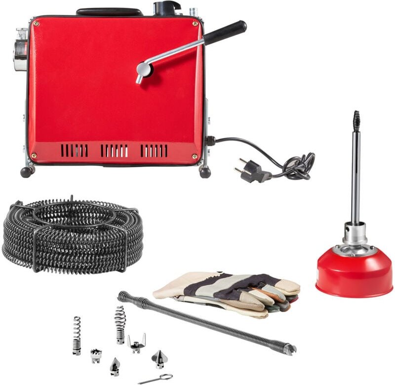 Mophorn Elektrische Rohrreinigungsmaschine, 400 W, 1400 U/min, Abflussreiniger mit 20 m x 16 mm und 5 m x 9,5 mm Spiralk...