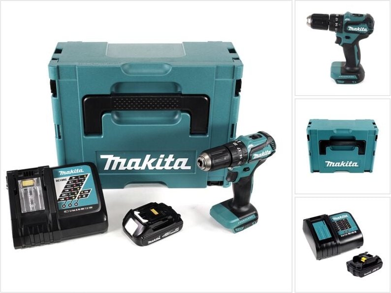 Makita DHP 483 Y1J-D Akku Schlagbohrschrauber 18V 40Nm im Makpac + 1x 1,5 Ah Akku + Ladegerät