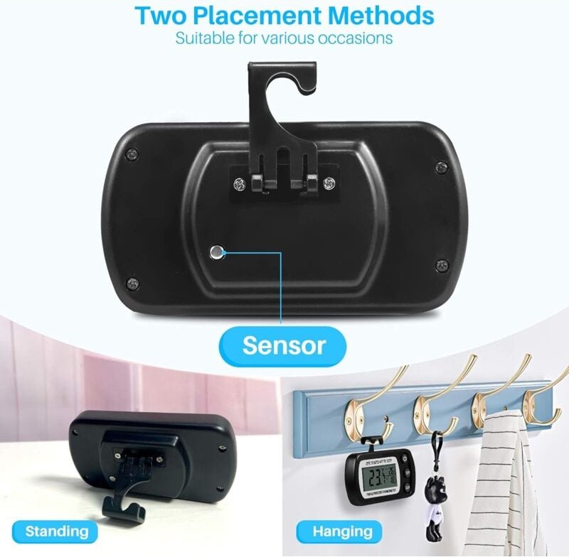 2 Stück digitales digitales Messgerät -20 °c bis 50 °c, mit Haken, leicht ablesbare LCD-Temperatur, maximale und minimal...