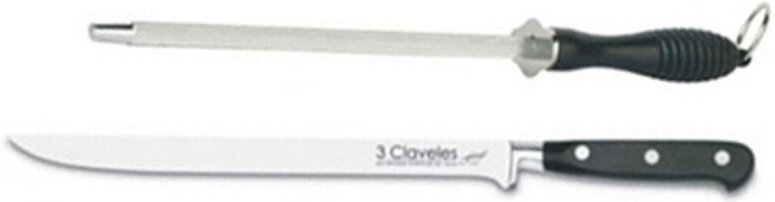 3 Claveles - Schinkenmesser-Set und professioneller Wetzstahl 01700