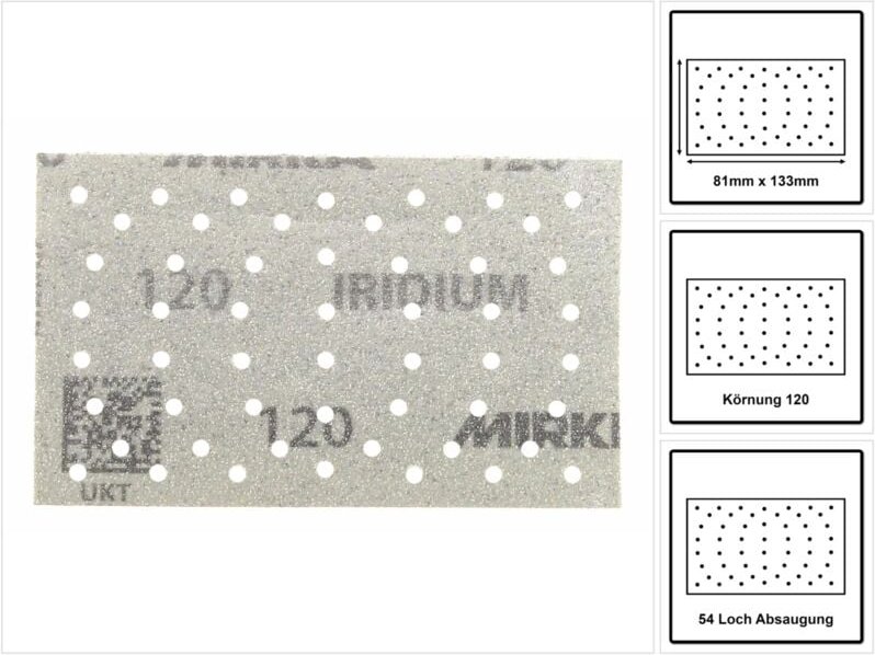 Mirka - Iridium-Schleifmittel-Streifen 81 x 133 mm Multihole K120