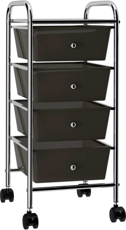 Schubladenwagen mit 4 Schubladen Schwarz Kunststoff Vidaxl