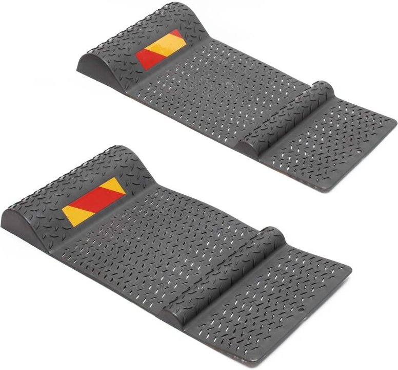 Wiltec 2x Parkmatte Parkmarkierung 52,8x25x5,2cm selbstklebende Einparkhilfe mit Bremsschwelle pkw