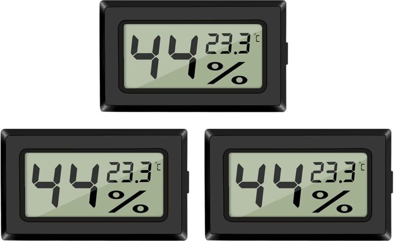 Beijiyi - LCD-Temperatur-Digital-Feuchtigkeitsmessthermometer, 3 Mini-Digitalthermometer, Hygrometer und Luftfeuchtigkei...