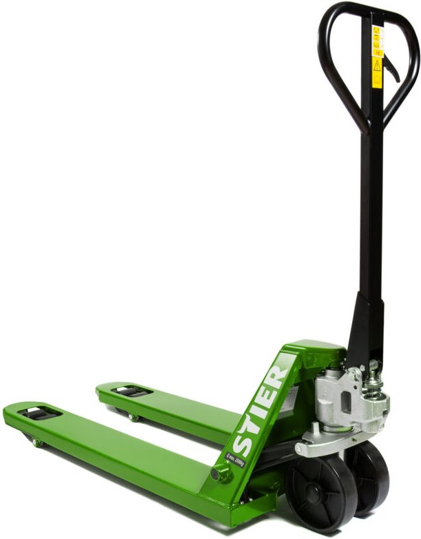 Hubwagen, Gabelhubwagen mit Tragkraft 2500 kg, vormontiert einsatzbereit, Gabellänge 1150 mm, Nylon-Rollen, Grün, Palett...