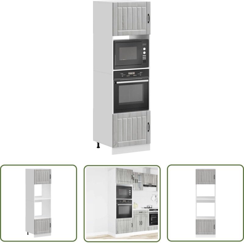 The Living Store - vidaXL Herdumbauschränke 2 Stk. Kalmar Grau Sonoma Holzwerkstoff