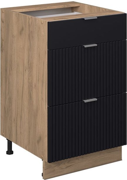 Vicco - Küchenunterschrank Fame-Line, Schwarz gestreift, 50 cm ohne Arbeitsplatte