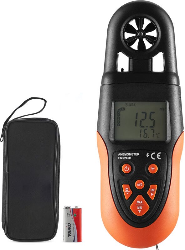 Mophorn Bluetooth-Handanemometer, digitales Windgeschwindigkeitsmessgerät 14℉-140℉ mit LED-Hintergrundbeleuchtung, misst...