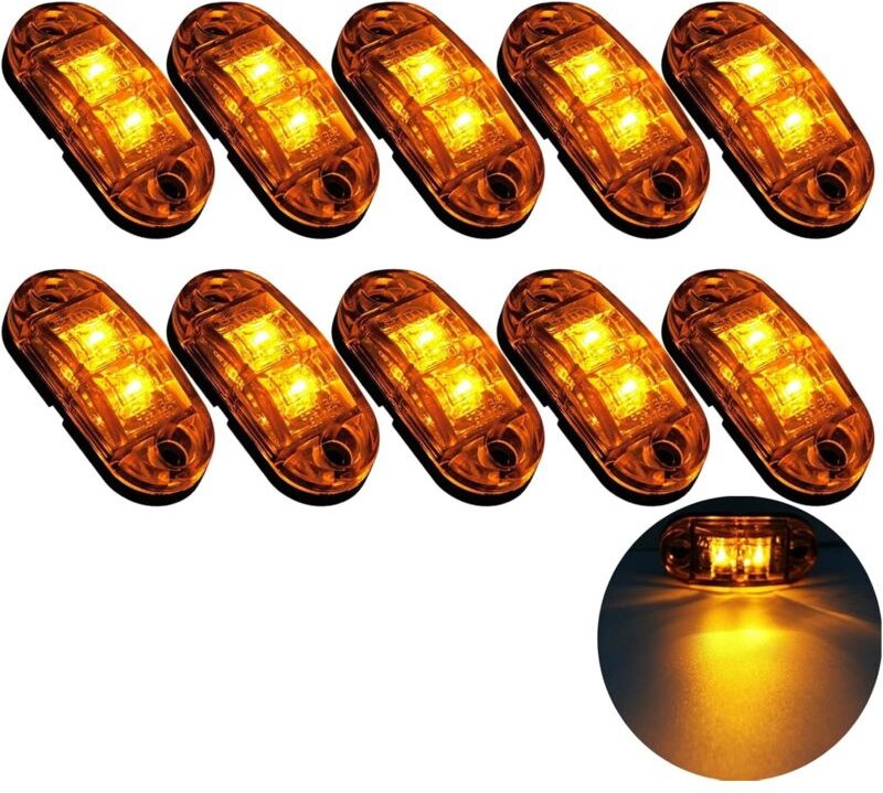 10X 2 LED Seite Marker Lichter 12/24V LED Umrissleuchten Anhänger Seite Lampe Warnung Gelb Licht für Lkw RV Caravan