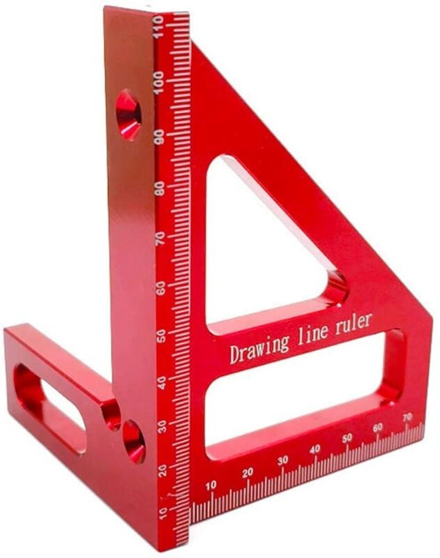 Quadratische Lehre aus Aluminiumlegierung, 45/90-Grad-Winkel, 3D-T-Lineal, Holzbearbeitungs-Messwerkzeug für Zimmermann ...