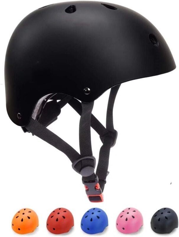 Kinderhelm, Fahrradhelm, verstellbar, für Jungen und Mädchen, Skateboard, Roller (schwarz, Größe: M)