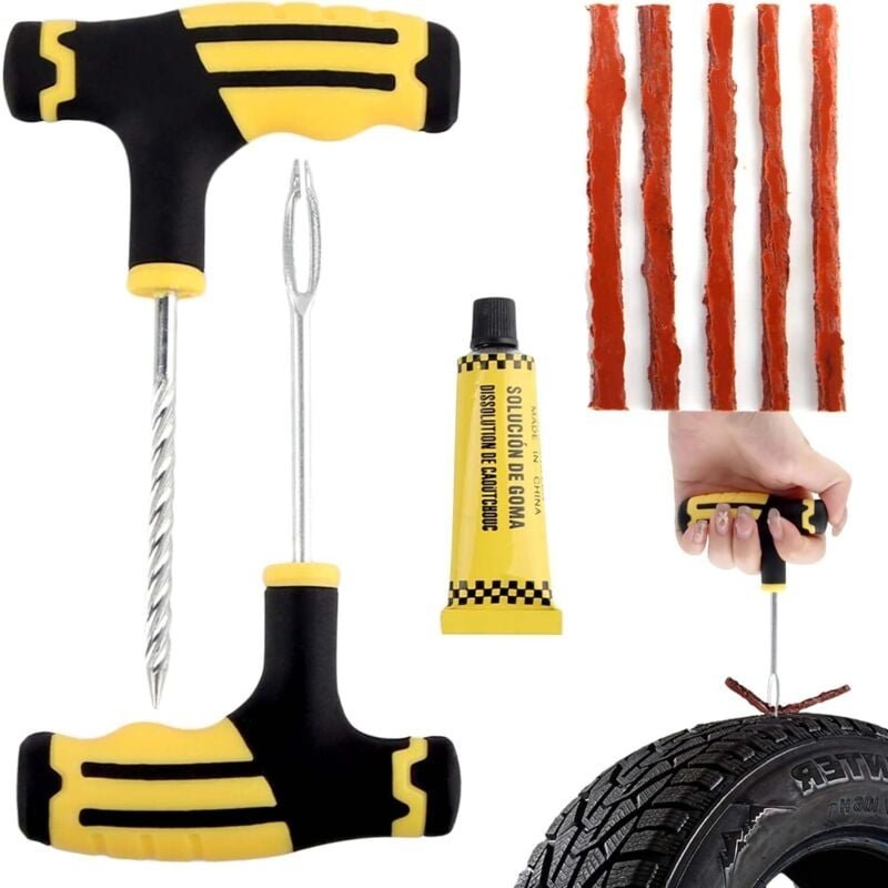 Thumbnail - Tigrezy - Tragbares Autoreifen-Reparaturset, Reifenreparaturset mit Bohrern, Autoreifen-Bohrer-Set, für Auto, Motorrad, ...
