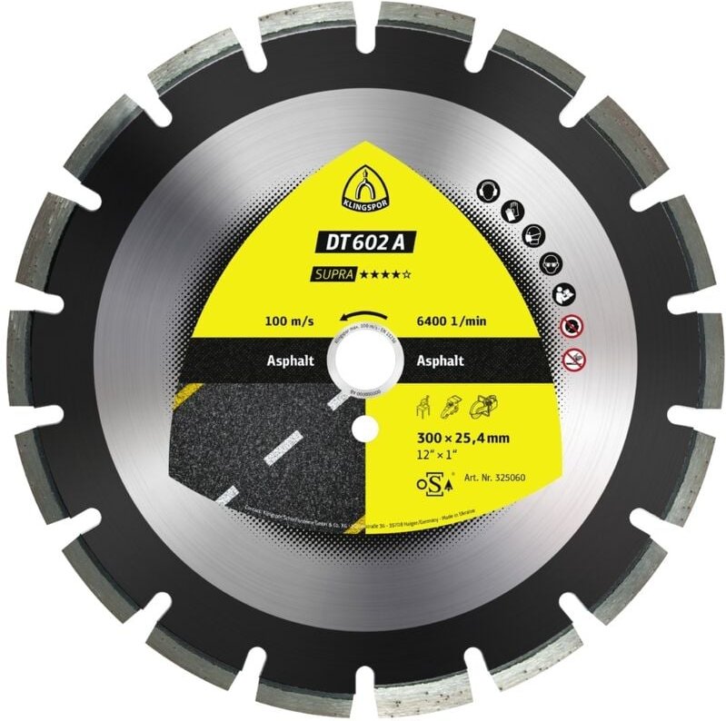 Klingspor DT 602 A Diamanttrennscheiben, 450 x 3,7 x 25,4 mm 28 Segmente 40 x 3,7 x 10 mm, Weitverzahnt