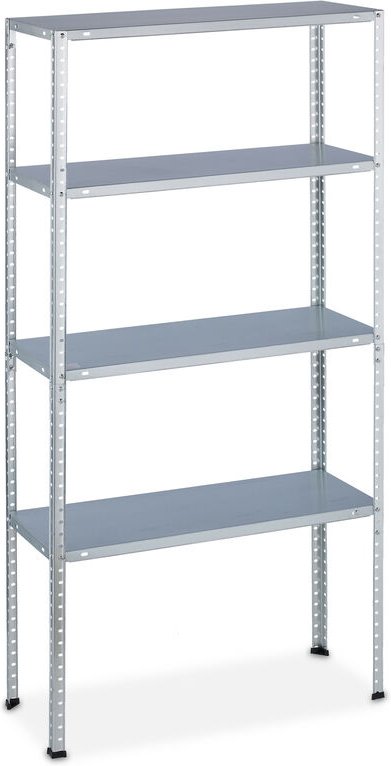Schwerlastregal, Traglast: 200 kg, 4 Ebenen, HxBxT: 150 x 75 x 30 cm, Keller & Garage, Stahl, verzinkt, silber - Relaxda...