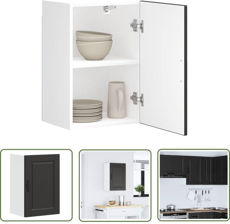 The Living Store - vidaXL Küchen-Hängeschrank Porto Schwarz Holzwerkstoff