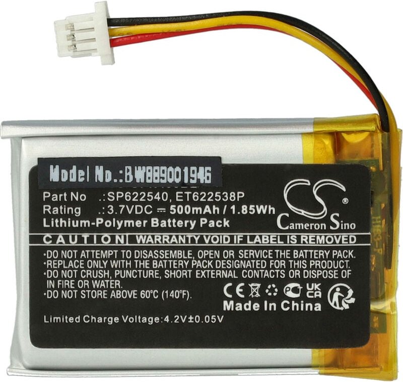 Vhbw - Akku Ersatz für Opticon ET622538P, SP622540 für Barcodescanner pos (500 mAh, 3,7 v, Li-Polymer)