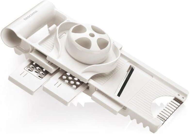 Multifunktionsreibe Handy mit 4 austauschbaren Klingen aus rostfreiem Stahl und robustem Kunststoff spülmaschinengeeigne...