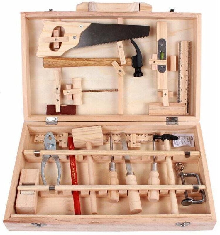 CHOYCLIT Candyse Kinder-Werkzeugset, Wartungs-Werkzeugkasten, Tischler-Echtwerkzeuge, Demontage und Montage, multifunkti...