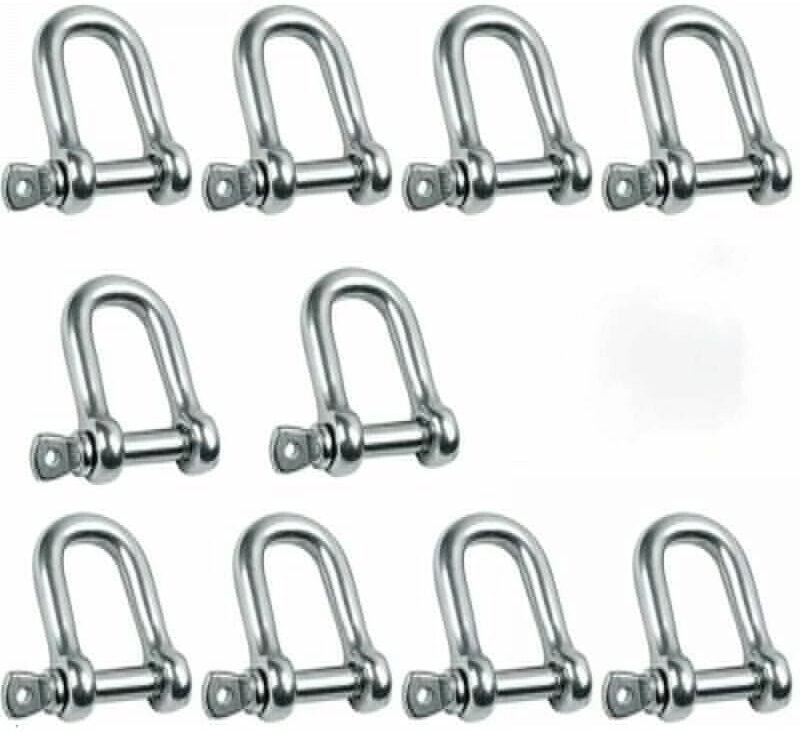 Thumbnail - 10 Stück M5 Edelstahl-Schäkel mit geraden Edelstahlbändern, 304 Edelstahl-Schäkel in D-Form