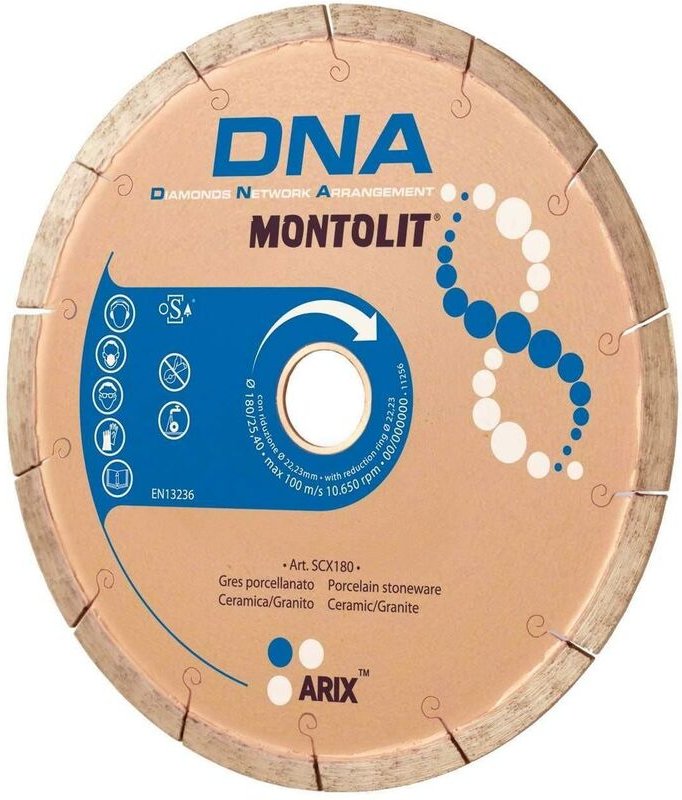 Diamantscheibe 180 mm fž£r feinsteinzeug keramikfliesen granit Montolit dna SCX180