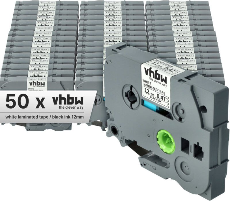 Vhbw - 50x Schriftband-Kassette kompatibel mit Brother pt 2610, 2700, 2700VP, 2500, 2500C, 2500PC, 2600 Etiketten-Drucke...