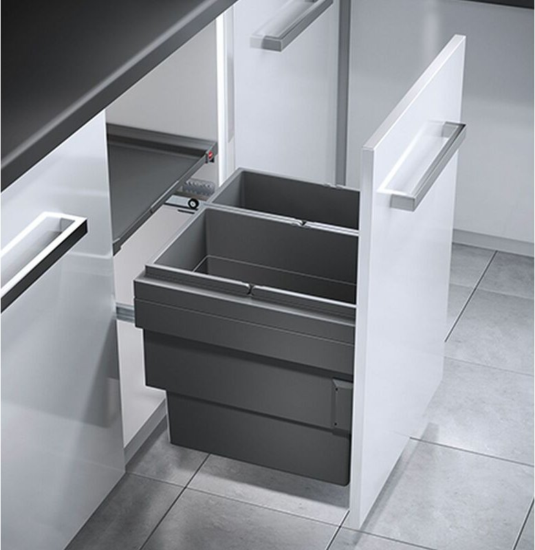 Hailo - Einbaumülleimer, Schrank 50cm, Frontauszug selbstschließend