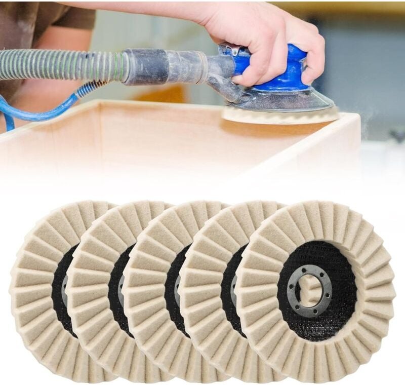 5er-Pack 125 mm x 22,2 mm Wollfilz-Polierscheiben, glänzende Filz-Polierscheiben zum Schleifen und Polieren von Farbe, E...