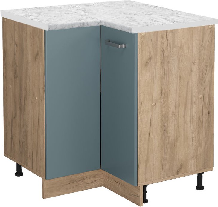 Vicco - Eckunterschrank R-Line, Blau-Grau, 75.6 cm ap Marmor