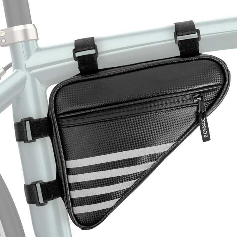 Fahrrad Rahmentasche Dreiecks-Tasche Fahrradtasche Schwarz mit Reflektor