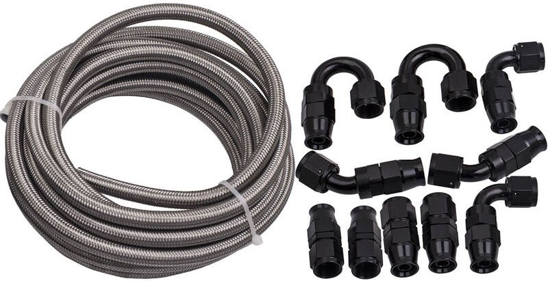 1 Set AN-8 8AN Stainless Steel ptfe Fuel Line Hose 6M Swivel Fitting End top20FT/6M AN8 Geflochtene l Geflecht Kraftstof...