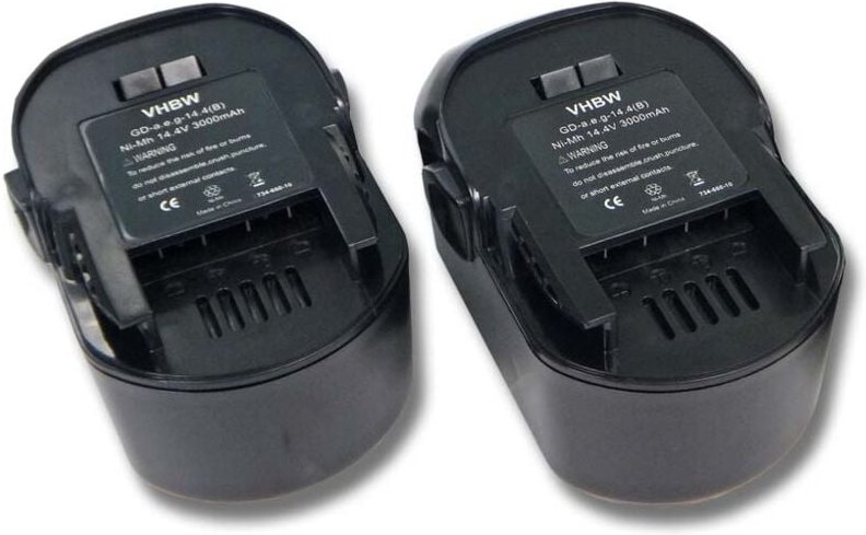 vhbw 2x Akku kompatibel mit AEG FL 14 Werkzeug (3000 mAh, NiMH, 14,4 V)