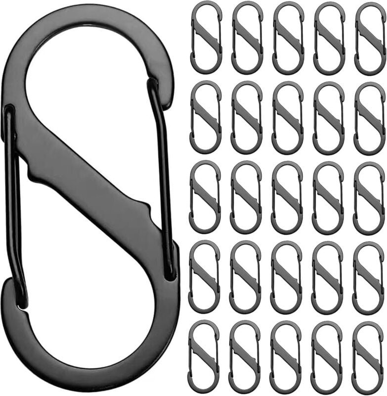 25er-Pack Karabiner-Schlüsselanhänger-Clip, kleiner doppelter gefederter Schlüsselring, S-Ring-Verriegelungsschnalle, Ka...