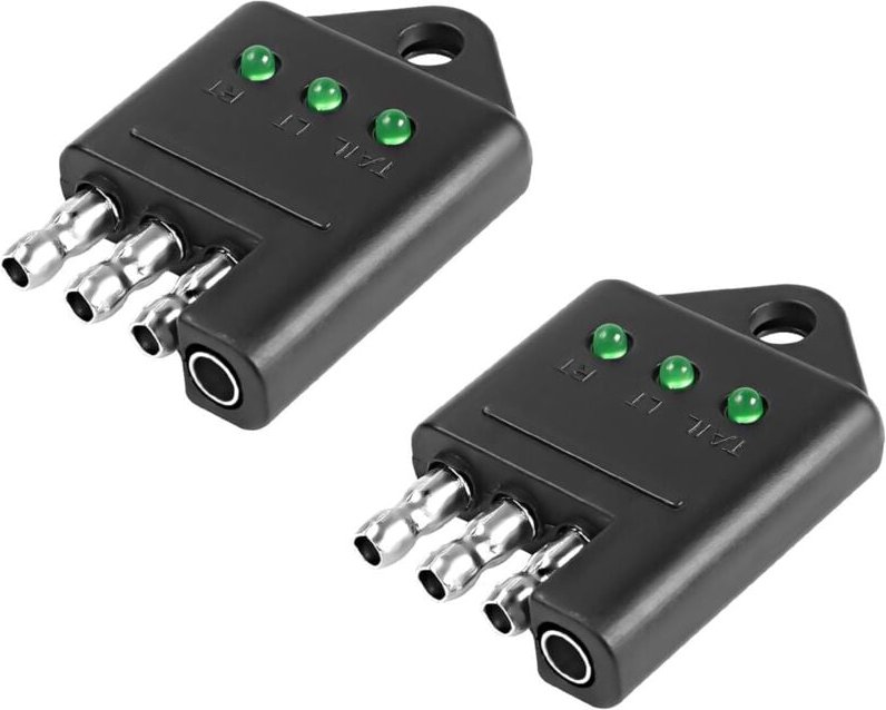 4-poliger Anhänger-Steckdosenprüfer, 4-Wege-Flachanhänger-Steckdosen-Lichttester für die Verkabelung von gezogenen Fahrz...