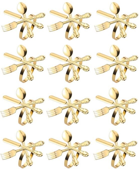 12 Metallmesser und -Gabeln, , Halter für Weihnachtsfeiern, Hochzeiten, TäGliche Tischpartys, Gold