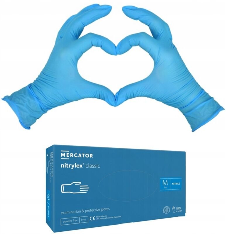 Nitrilhandschuhe M 100Stk. blaue puderfreie medizinische Handschuhe blau